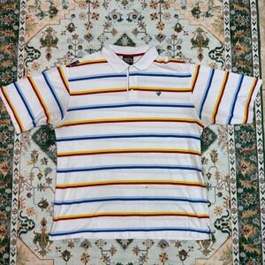 Vintage South Pole Striped Polo Shirt Mens XXL 90s Colorful Logo‎